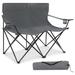 MOWENTA Double Camping Chair Camping Loveseat for Adults Foldable Oversized 2 Person Camping Chair Comfortable Outdoor Double Seat Folding Chair for Lawn Backyard Beach Sports Movie Grey