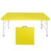 4 FT Portable Folding Table Indoor Outdoor Portable Heavy Duty Camping Table Wedding Event Utility Game Desk w/Handle and Steel Legs No Need Assembly Camping Table for Picnic Dining Party Yellow