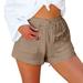 Women s Shorts Volleyball Shorts Women Casual Summer High Waisted Button Flowy Comfy Beach Lounge Cotton Linen Shorts with Pockets Outdoor Summer Shorts Khaki M