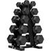 150 Pound Hex Dumbbell Set with Rubber Coated Dumbbells and Rack