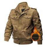 Men Casual Winter Thick Army Field Jacket Military Fleece Lined Long Sleeve Coat