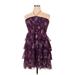 American Eagle Outfitters Casual Dress - A-Line Halter Sleeveless: Purple Print Dresses - Women's Size X-Large