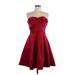 David's Bridal Cocktail Dress - Party: Burgundy Solid Dresses - Women's Size 8