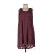 Simply Vera Vera Wang Casual Dress - High/Low Scoop Neck Sleeveless: Burgundy Print Dresses - Women's Size X-Large Petite