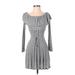 Express Cocktail Dress - Mini Boatneck 3/4 sleeves: Gray Dresses - Women's Size X-Small