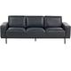 Modern Living Room 3 Seater Sofa Couch Settee Upholstered Faux Leather Finished Back Metal Legs Black Sovik - Black