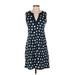 Draper James X Land's End Casual Dress - A-Line V-Neck Sleeveless: Blue Print Dresses - Women's Size X-Small