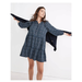 Madewell Dresses | Madewell Gauze Ruffle Trimmed Mini Dress In Deep Indigo Plaid, Size M | Color: Blue | Size: M