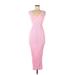 Solid & Striped Casual Dress - Bodycon V-Neck Sleeveless: Pink Solid Dresses - Women's Size Medium