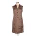 Liz Claiborne Casual Dress - Shirtdress Collared Sleeveless: Brown Print Dresses - Women's Size 10