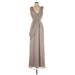 Lela Rose Cocktail Dress - Formal V-Neck Sleeveless: Gray Solid Dresses - Women's Size 4