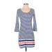 Lilly Pulitzer Casual Dress - Mini Scoop Neck 3/4 sleeves: Blue Print Dresses - Women's Size X-Small