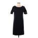 Talbots Casual Dress - Shift Scoop Neck Short sleeves: Black Print Dresses - Women's Size Medium