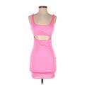 Tic Scoop Neck Sleeveless: Toc Cocktail Dress - Mini Scoop Neck Sleeveless: Pink Print Dresses - Women's Size Small