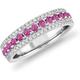 SAKSHAM ART DESIGN 2.00 Carat Round Shape September-created-pink-sapphire & Cubic Zirconia Wedding or Anniversary womens and Girls Band Ring 14k White Gold Plated Size UK H To Z (H)