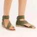 Free People Shoes | Green Leather Free People Vale Boot Sandal In Khaki | Color: Cream/Green | Size: 6