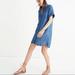 Madewell Dresses | Madewell Blue Denim Drop Hem Mini Shirt Dress In Abbot Wash G5302 Size Xxs | Color: Blue | Size: Xxs