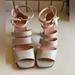 Louis Vuitton Shoes | Louis Vuitton Strappy Wood Heel Sandals | Color: Gray/Pink | Size: 6.5