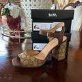 Coach Shoes | Coach Women Shoes Khaki Sig C/Saddle Marla Sandal In Signature New Size 10 | Color: Brown/Tan | Size: 10