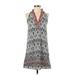 THML Casual Dress - Mini V-Neck Sleeveless: Gray Dresses - Women's Size Small