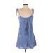 Olivaceous Casual Dress - A-Line Scoop Neck Sleeveless: Blue Dresses - Women's Size Small