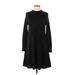 Ann Taylor LOFT Casual Dress - A-Line Crew Neck Long sleeves: Black Dresses - Women's Size X-Small