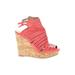 Charles by Charles David Wedges: Pink Print Shoes - Women's Size 9 1/2 - Peep Toe