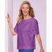 Blair Women's Captiva Cotton Side-Button Top - Purple - PXL - Petite