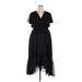 Lane Bryant Cocktail Dress - Wrap V-Neck Short sleeves: Black Print Dresses - New - Women's Size 18 Plus
