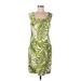 Kim Rogers Casual Dress - Sheath Square Sleeveless: Green Print Dresses - Women's Size 10