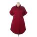 Shein Casual Dress - Mini High Neck Short sleeves: Burgundy Solid Dresses - Women's Size 2X