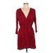 Miss Selfridge Casual Dress - Mini V-Neck 3/4 sleeves: Burgundy Dresses - Women's Size 8