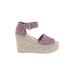 Marc Fisher LTD Wedges: Purple Print Shoes - Women's Size 7 1/2 - Open Toe