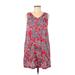 Alyx Casual Dress - Mini V Neck Sleeveless: Red Print Dresses - Women's Size Large Petite - Paisley Wash