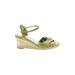 Cole Haan Wedges: Green Solid Shoes - Women's Size 9 1/2 - Open Toe