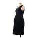 Boob - Maternity Casual Dress - Midi Scoop Neck Sleeveless: Black Print Dresses - New - Women's Size Medium