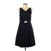 Madewell Cocktail Dress - Mini V Neck Sleeveless: Black Print Dresses - Women's Size 4