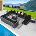 13 Pcs Patio Outdoor Wicker Furniture Sectional Sofa Set with Lounge Chair