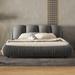 Queen Size Luxury Upholstered Bed With Thick Headboard, Velvet Queen Bed with Oversized Padded Backrest