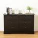 6 Drawer Double Dresser Cabinet, Sideboard, Bar Cabinet,Buffet Server Console,Table Storge Cabinets,Shell Metal Handle