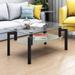 Rectangle Black Glass Coffee Table,Clear Coffee Table，Modern Side Center Tables for Living Room，Living Room Furniture