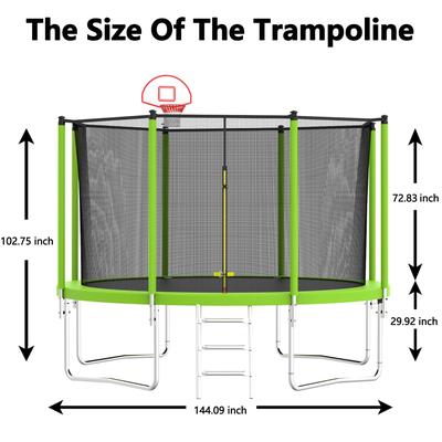 Trampoline with Basketball Hoop and Ball ,Recreational Trampolines with Safety Enclosure - N/A