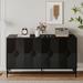 Accent Black Lacquered 4 Door Wooden Cabinet Sideboard Buffet Server Cabinet Storage Cabinet, for Living Room, Entryway, Hallway