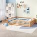 Queen Size Bed Floor Bed with Safety Guardrails and Door for Kids with Low Profile Design,Superior Quality Crafted