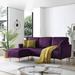 Modern Large Velvet Fabric L-Shape Chaise Lounge Couch Sectional Sofa Purple