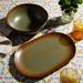 Bloomhouse Palermo Sun 2 Piece Serving Bowl and Oval Platter Stoneware Reactive Glaze Serveware Set