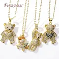 Fashion Inlaid Zircon Bear Unicorn Pendant Necklace 18K Gold Plated Luxury Jewelry Necklaces for