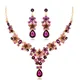 Luxury Purple Crystal Star Rhinestone Bridal Jewelry Sets for Women Bride Necklace Earrings Wedding