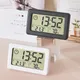 4 Inch Mini LCD Digital Wall Clock Thermometer Hygrometer 12/24H Display Button Battery Powered Home