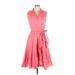 Talbots Casual Dress - Shirtdress Collared Sleeveless: Pink Print Dresses - Women's Size 10